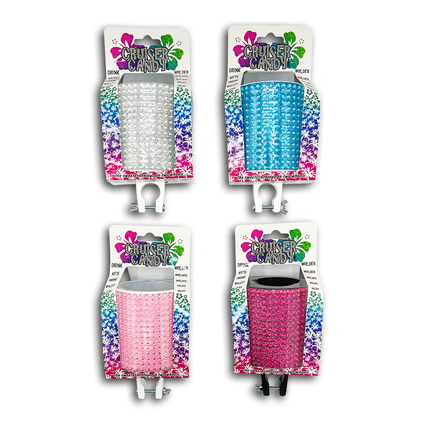 COLOR RHINESTONE BICYCLE DRINK HOLDER