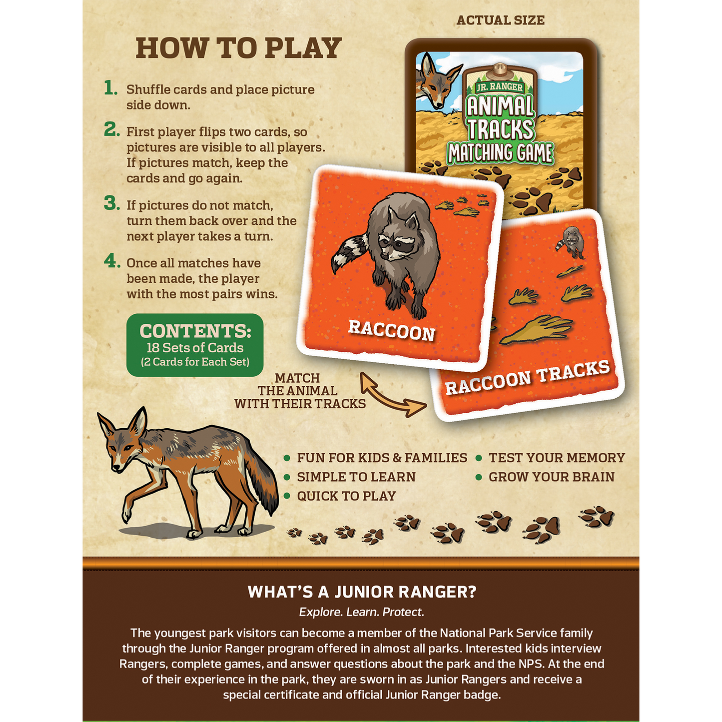 JR RANGER ANIMAL TRACKS MATCHING CARD GAME