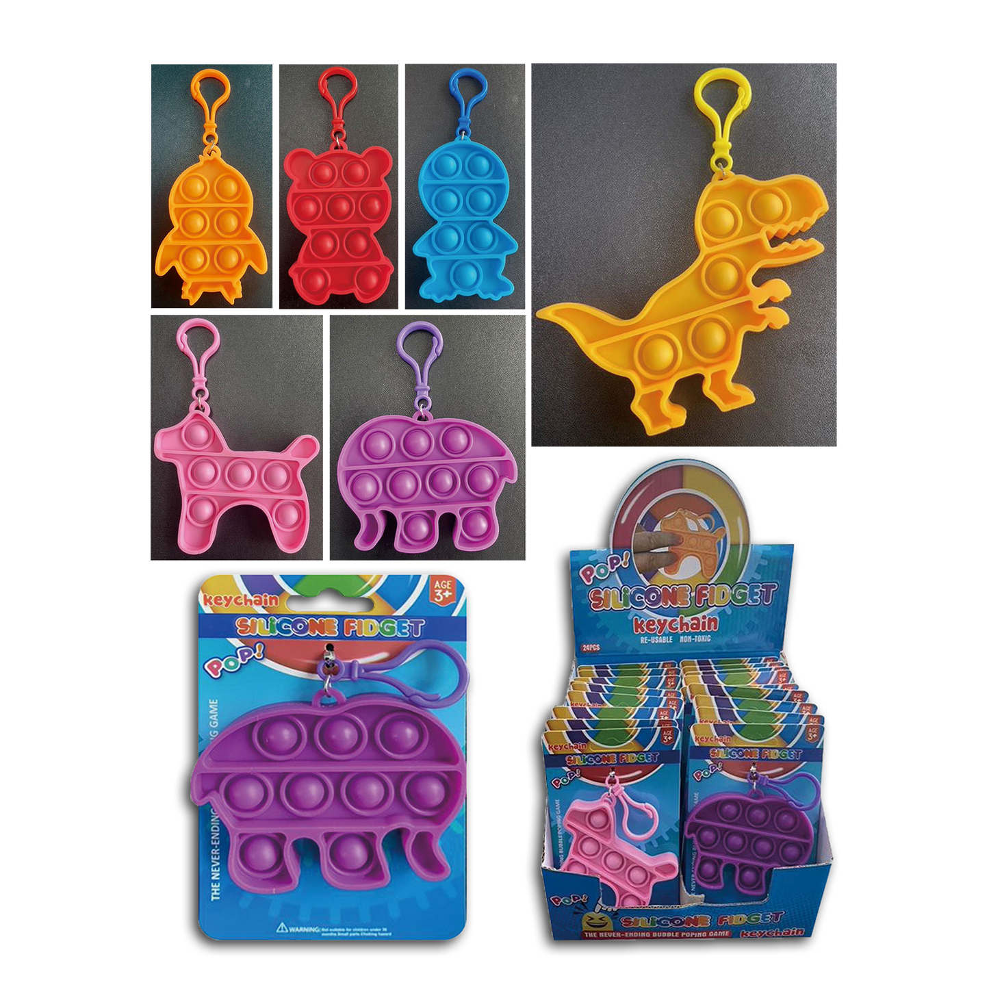 24PC POP FIDGET KEY CHAIN DISPLAY
