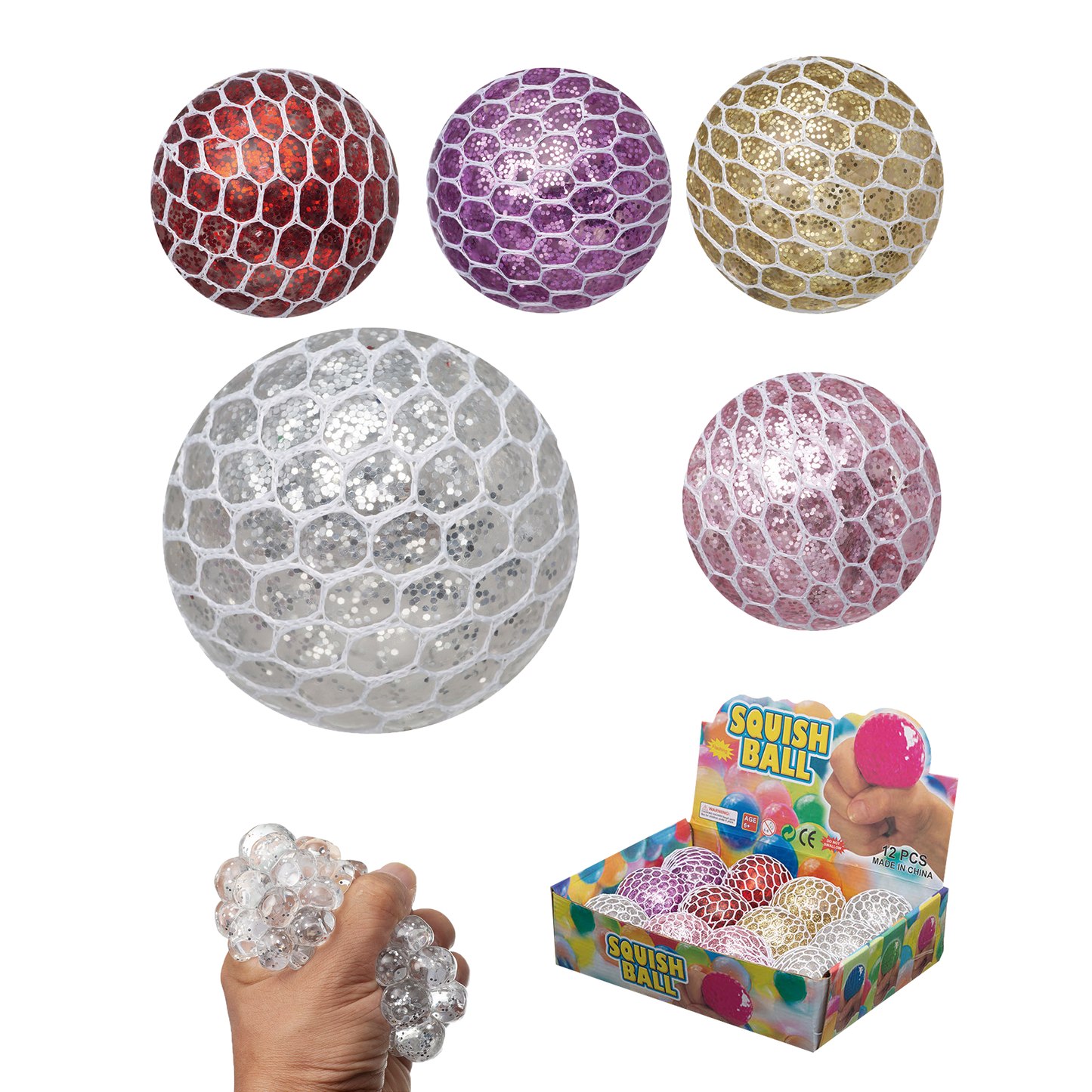 12PC LIGHT UP SQUISH BALL DISPLAY