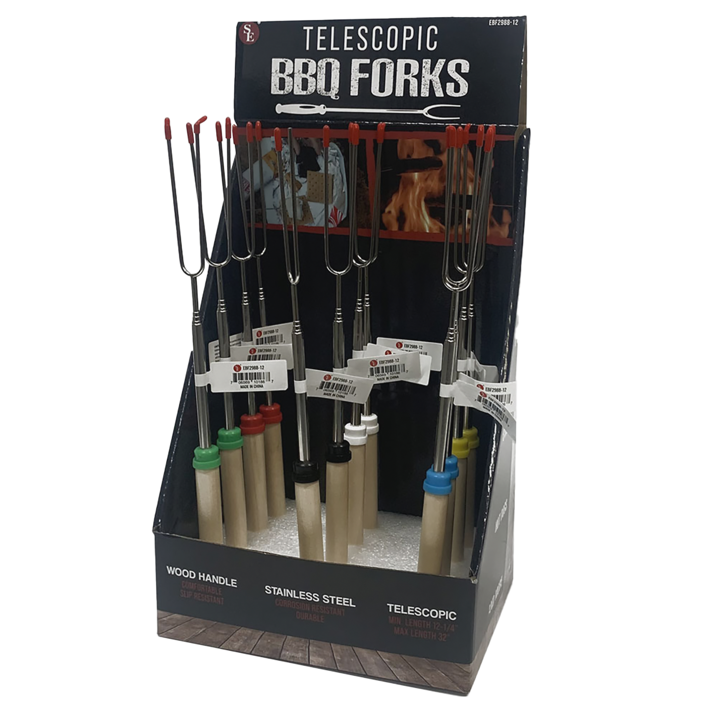 12PC TELESCOPING BBQ FORK DISPLAY