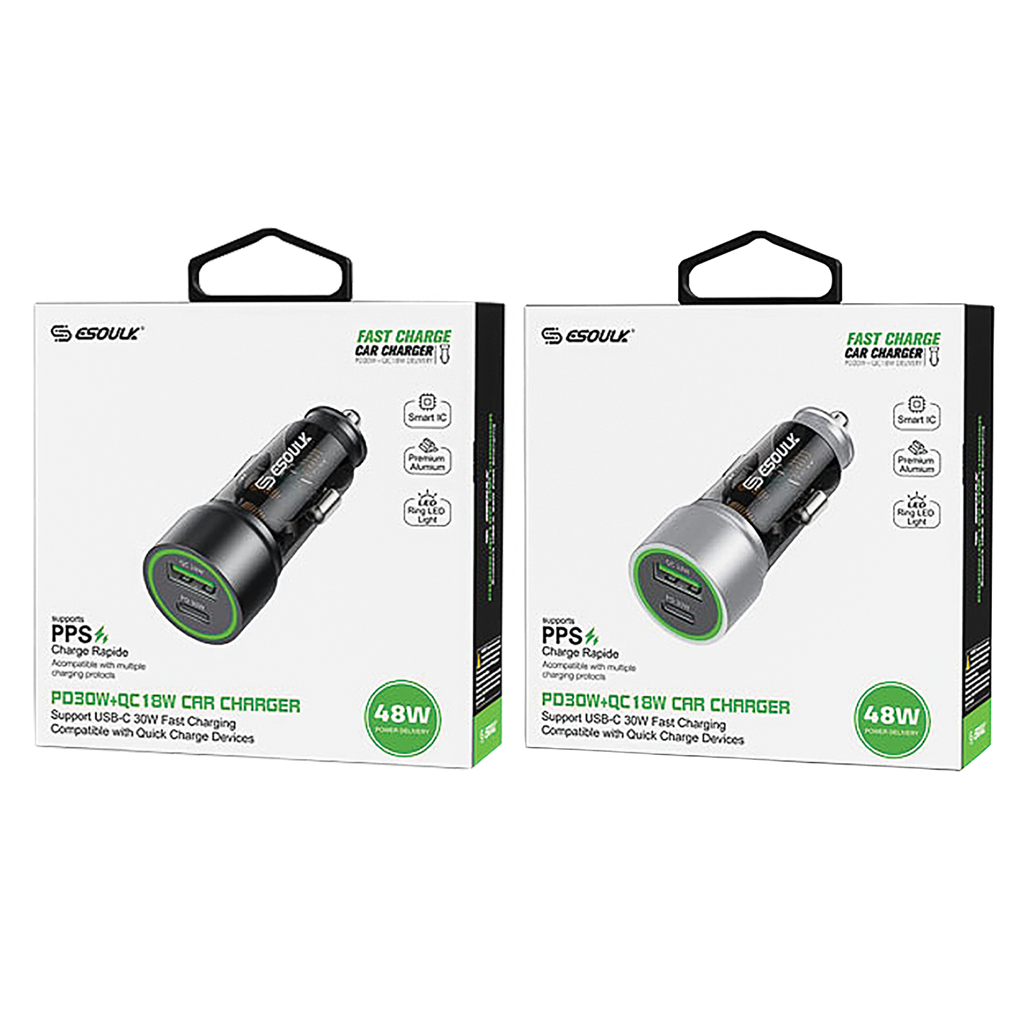 DUAL USB & USB-C CAR CHARGER