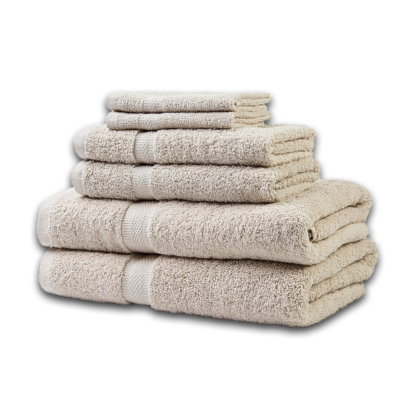 12PC BEIGE DOBBY BOARDER TOWELS