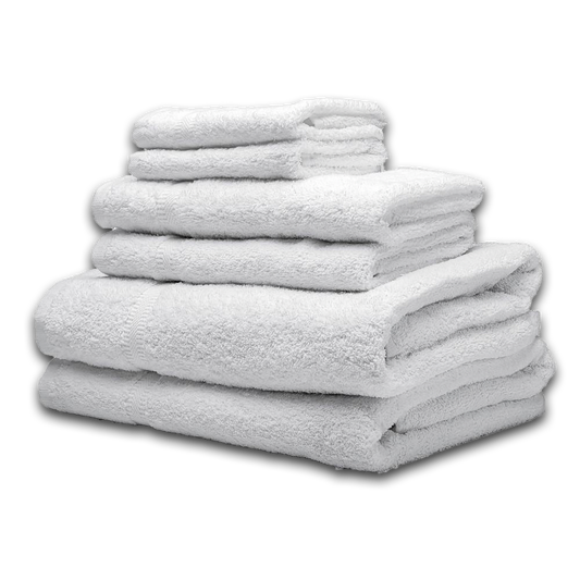 12PC WHITE DELUXE STANDARD DOBBY BOARDER TOWELS