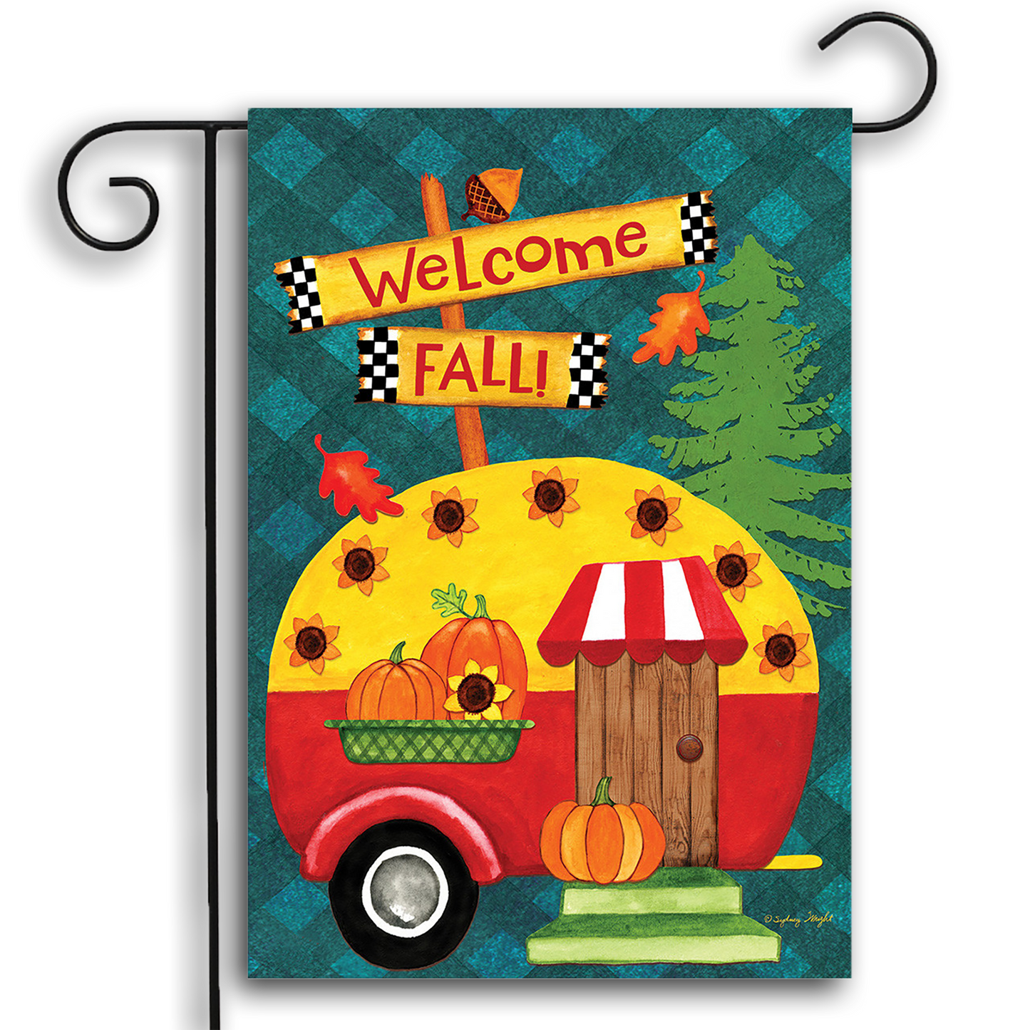 WELCOME FALL CAMPER GARDEN FLAG