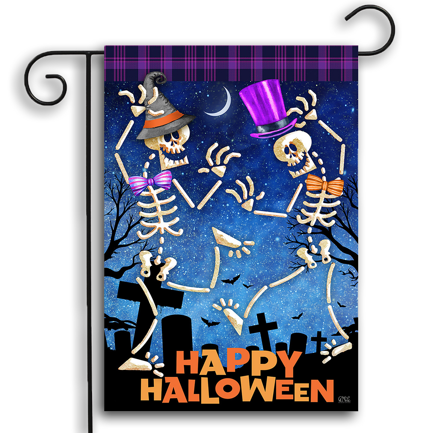 DANCING SKELETONS GARDEN FLAG