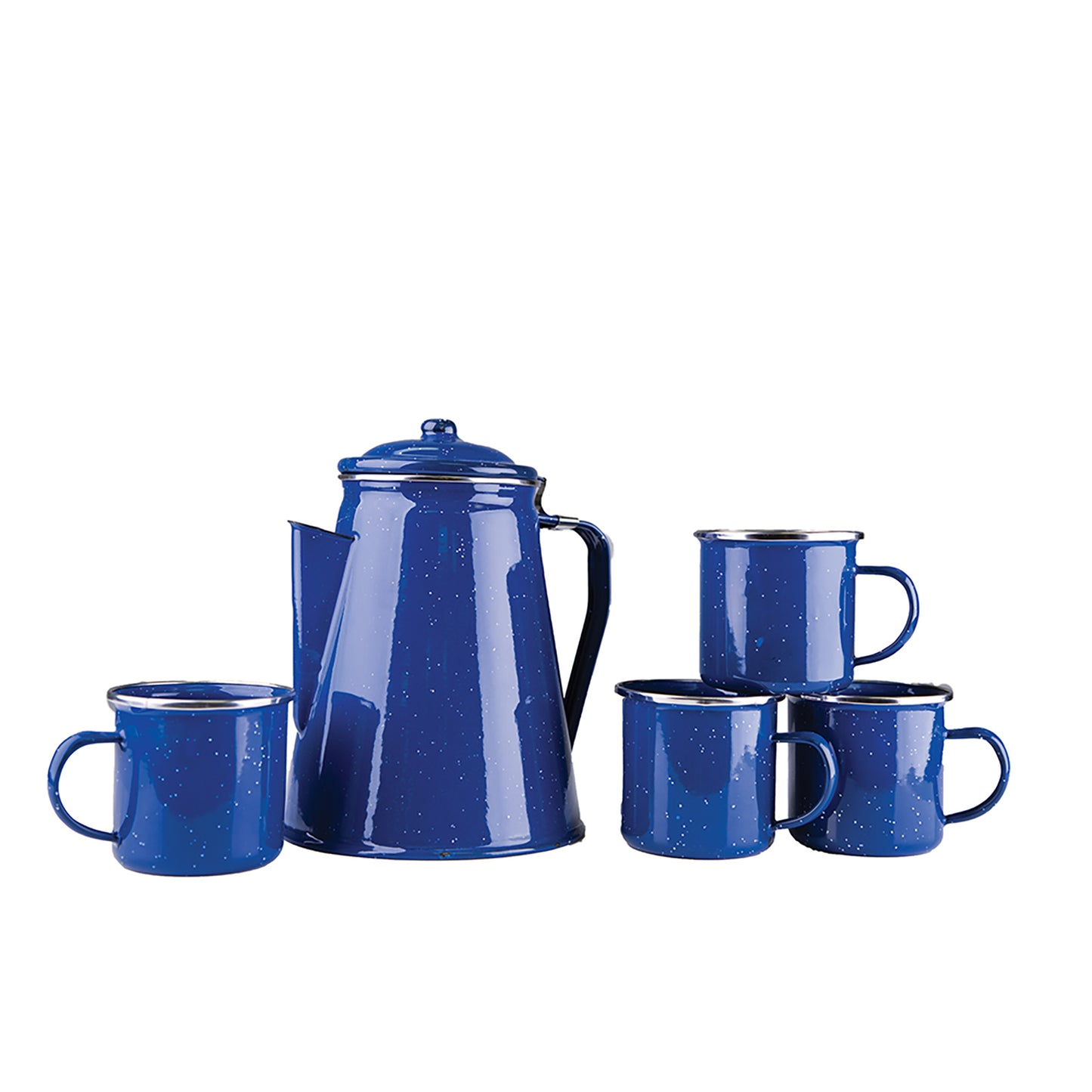ENAMEL PERCOLATOR & MUG SET