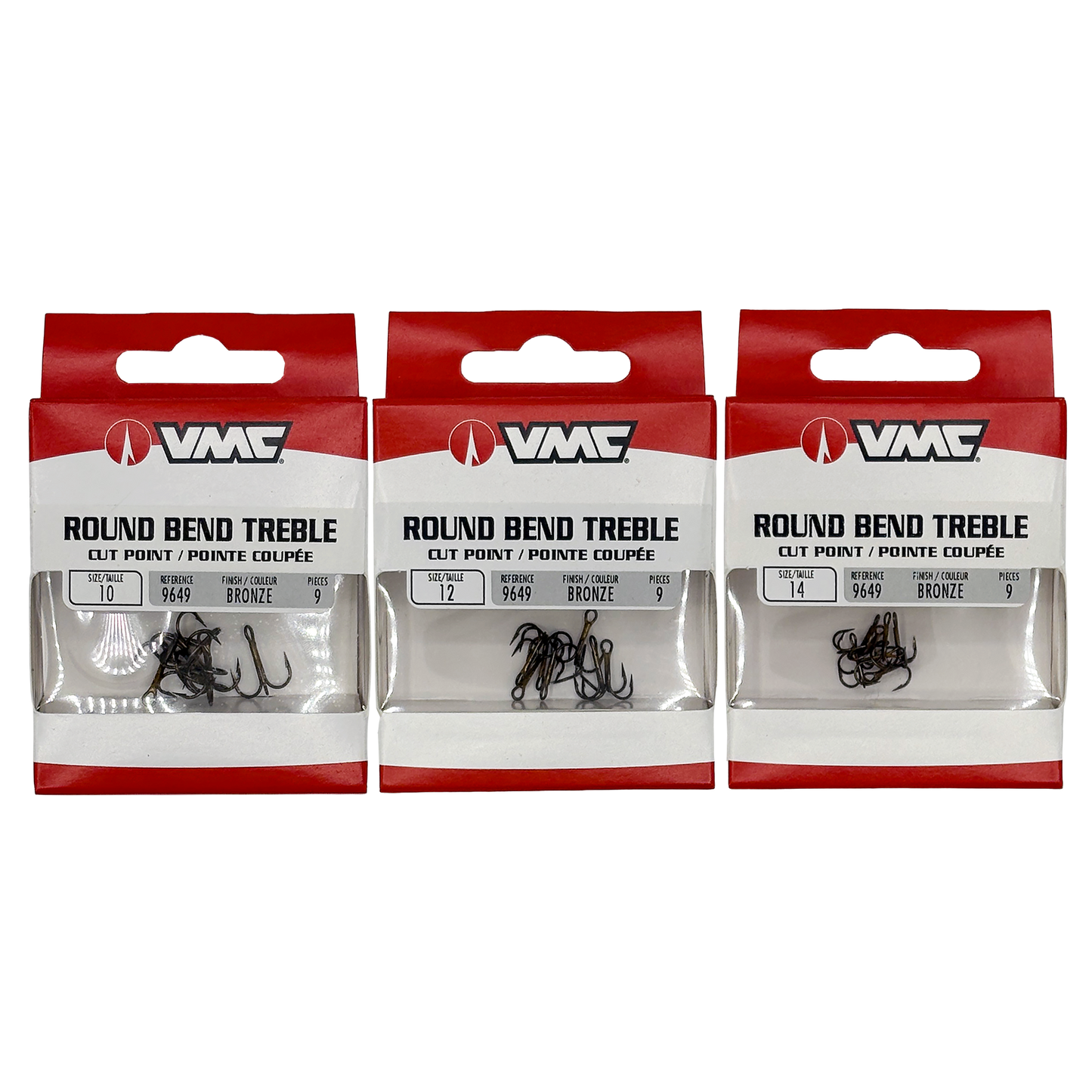 9CT ROUND BEND TREBLE HOOKS