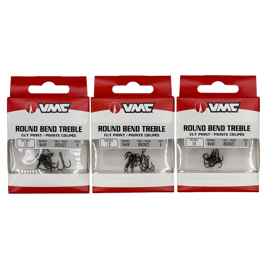 9CT ROUND BEND TREBLE HOOKS