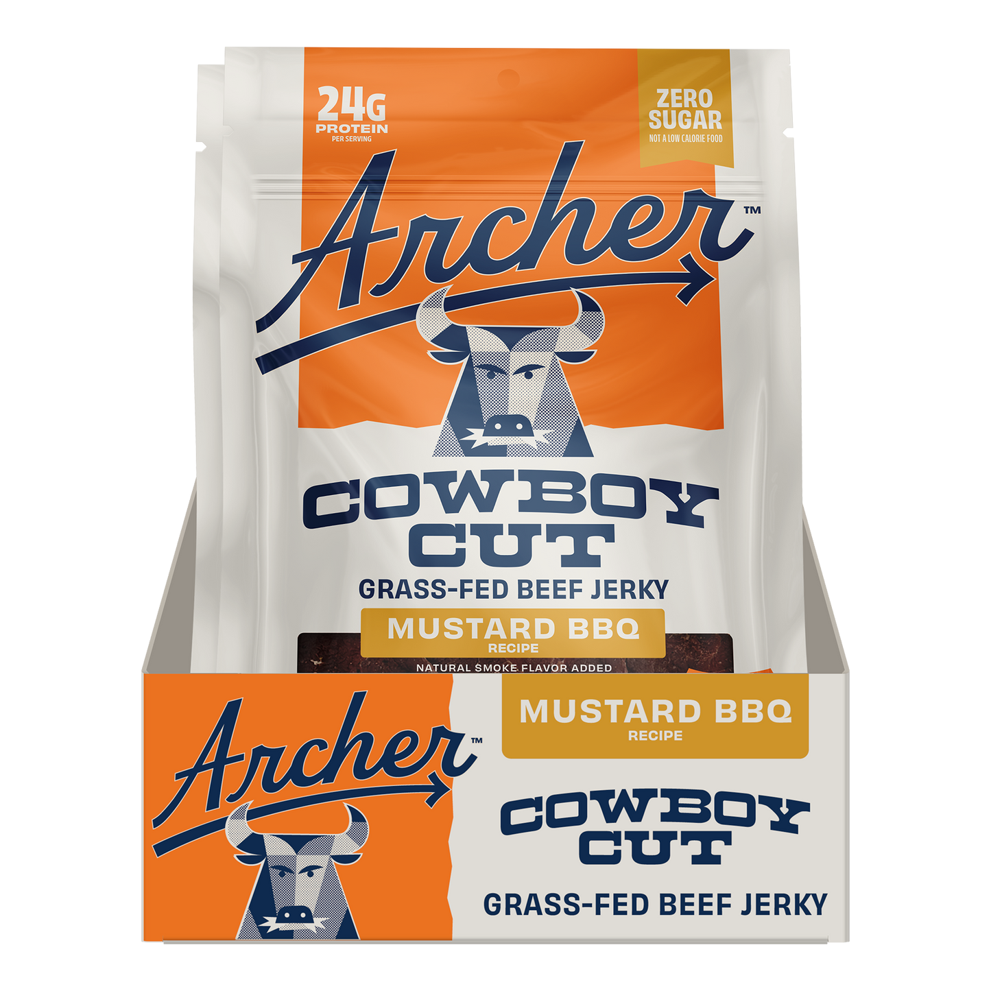 12PK COWBOY CUT MUSTARD BBQ BEEF JERKY DISPLAY