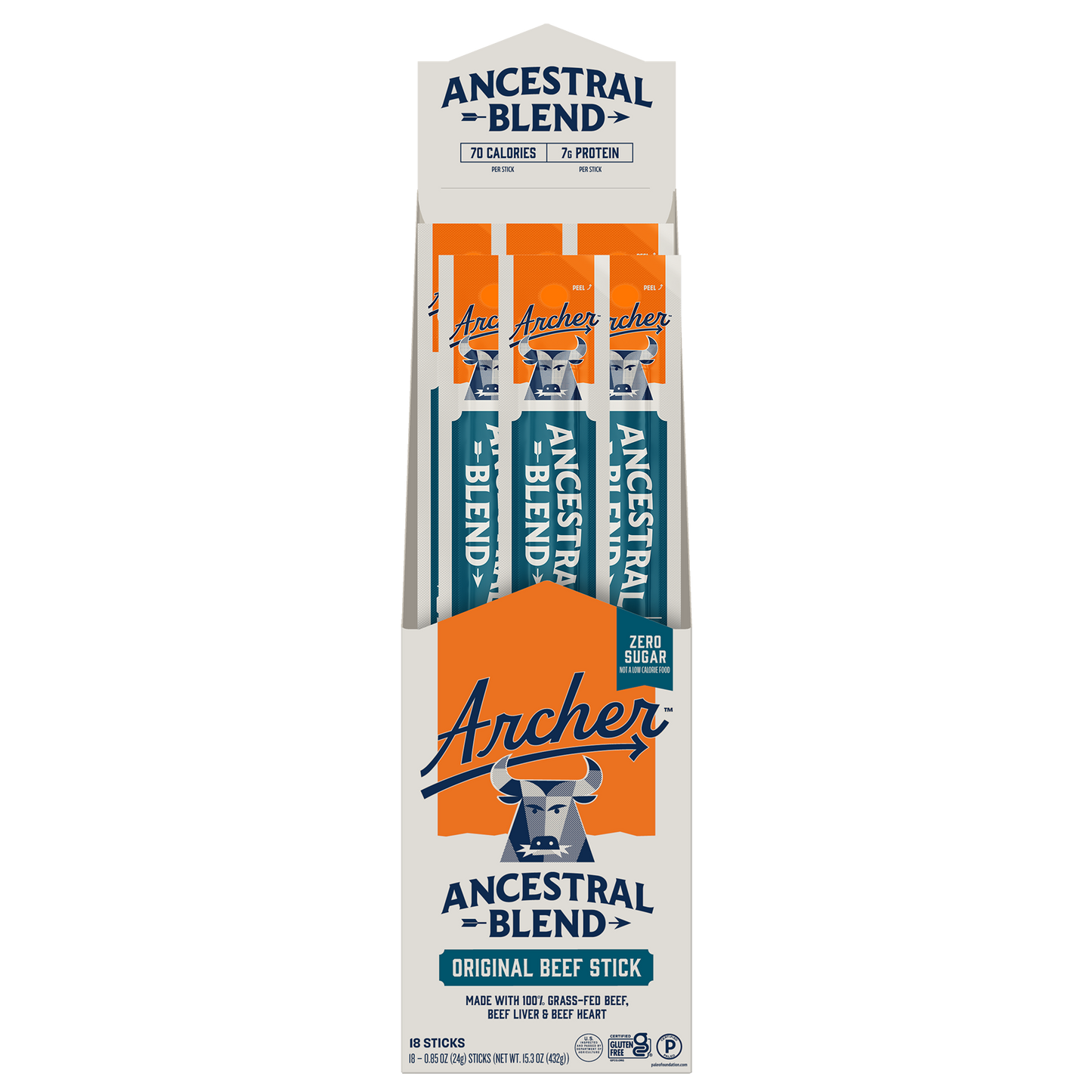 18PK ANCESTRAL BLEND ORIGINAL BEEF STICKS DISPLAY