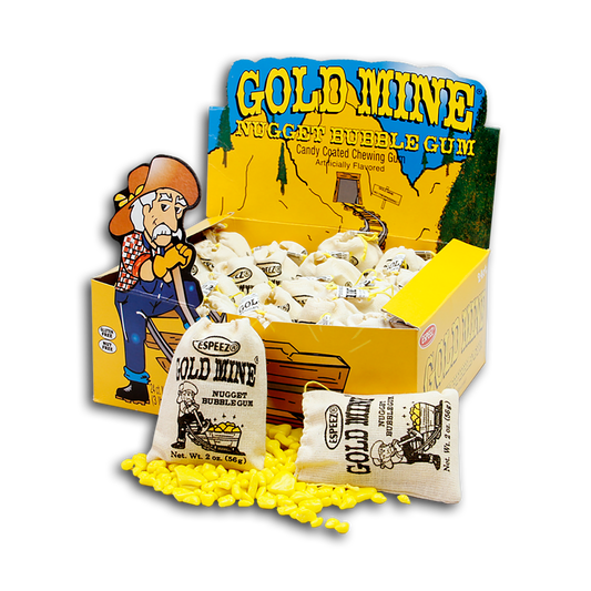 24PC GOLD MINE NUGGET BUBBLE GUM DISPLAY