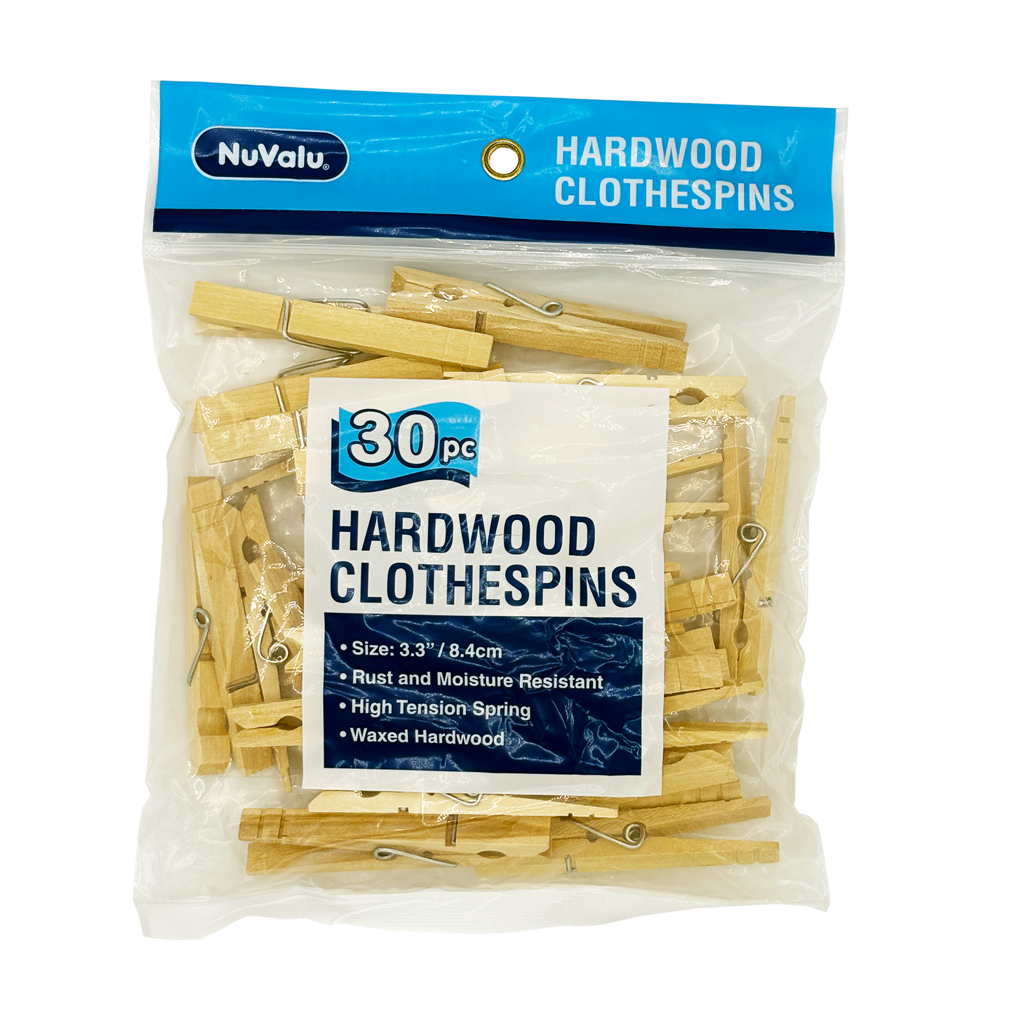 30PK WOODEN CLOTHESPINS