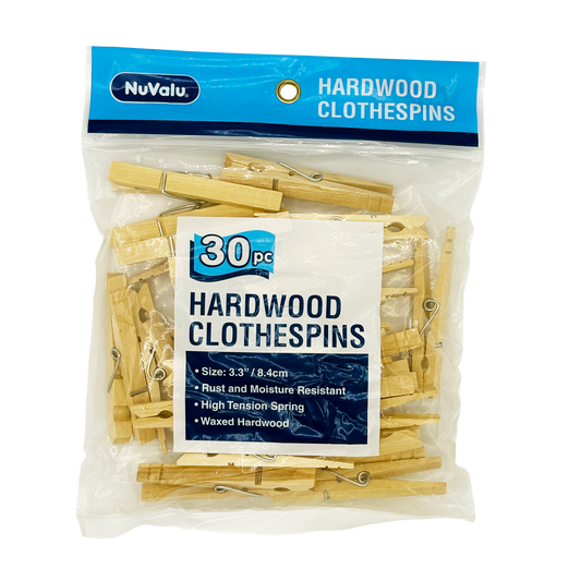 30PK WOODEN CLOTHESPINS
