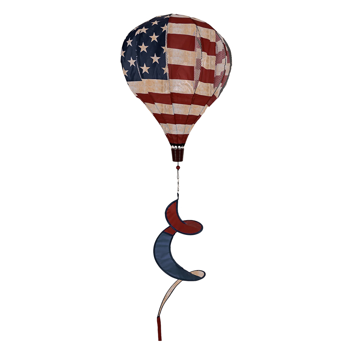 TEA STAINED AMERICAN BURLAP HOT AIR BALLOON WIND SPINNER