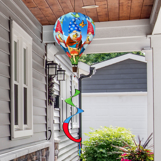 GNOME SWEET GNOME HOT AIR BALLOON WIND SPINNER