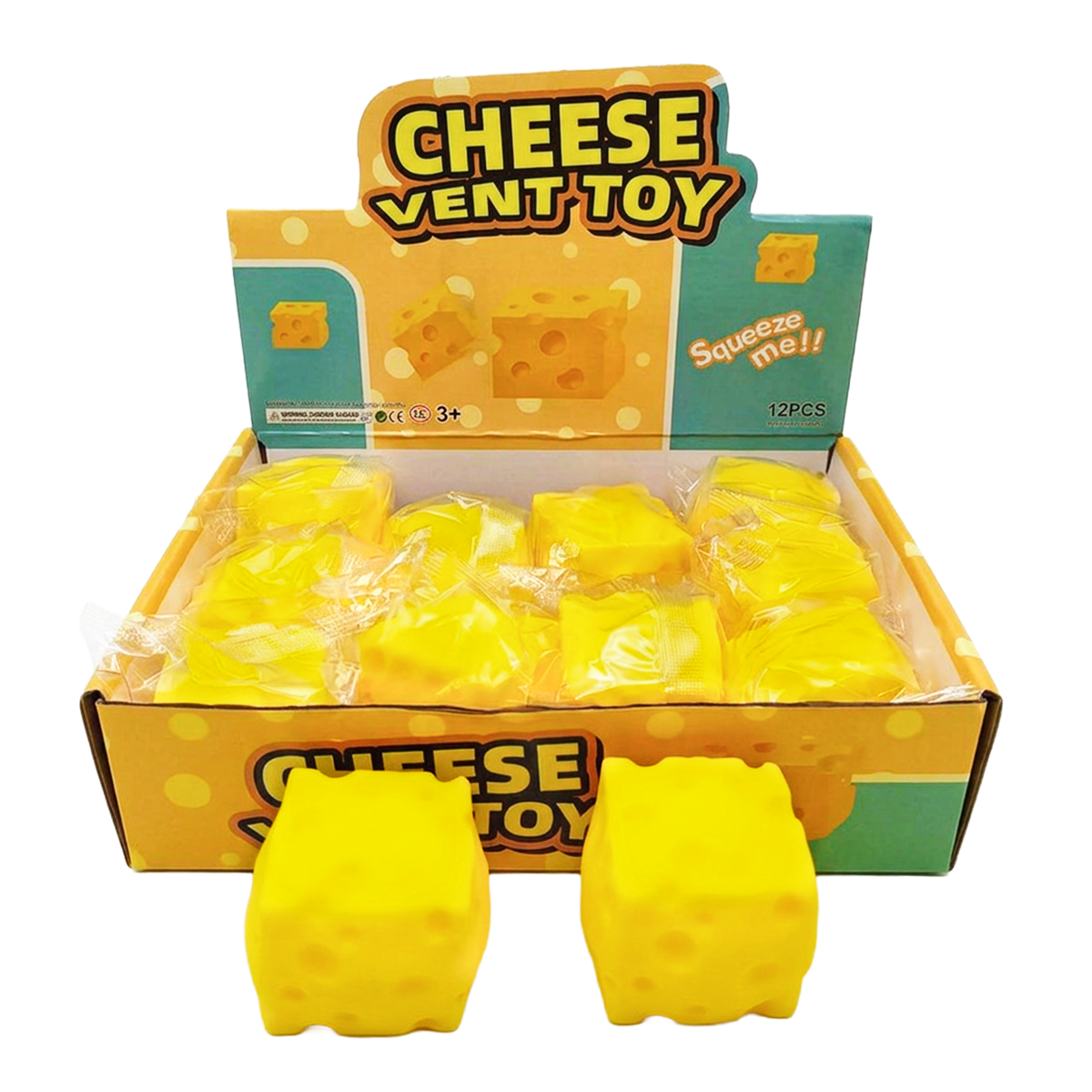 12CT SMALL CHEESE SQUISHY DISPLAY