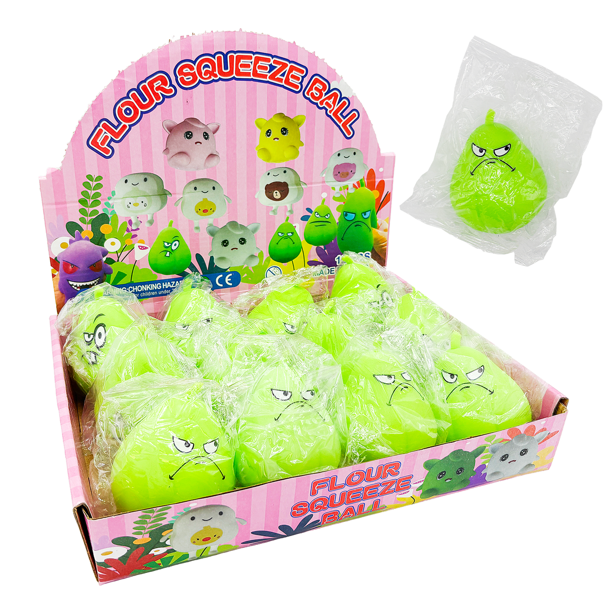 12CT SILLY PEAR FACE SQUISHY DISPLAY