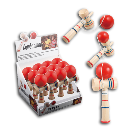 12PC WOODEN KENDANMA GAME DISPLAY W/12 SPARE GAMES