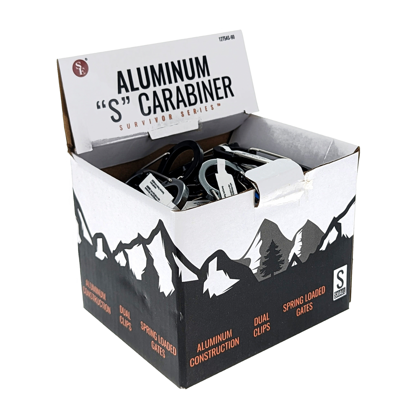 60PC ALUMINUM "S" CARABINER DISPLAY