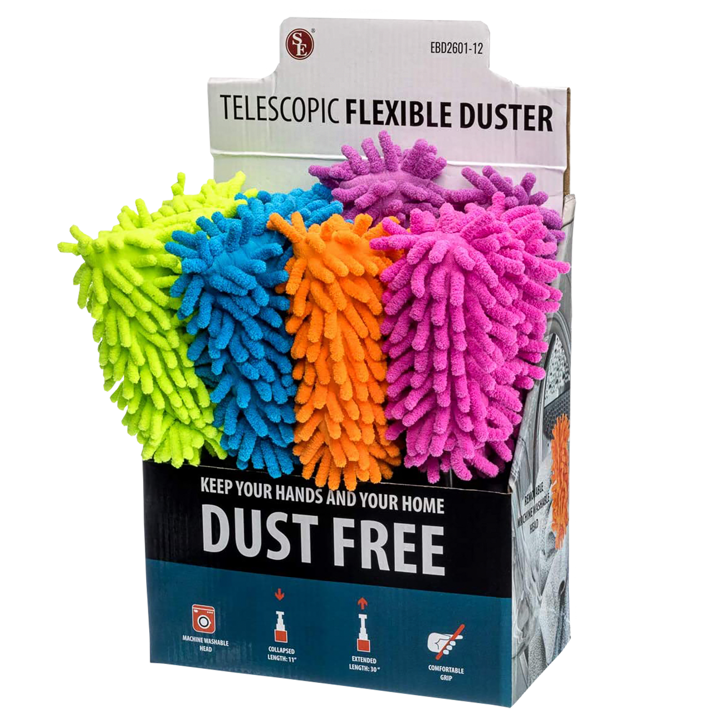 12PC TELESCOPIC FLEXIBLE DUSTER DISPLAY