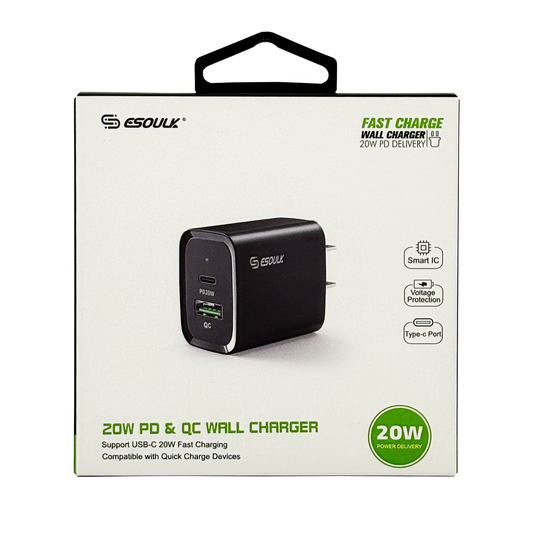 DUAL USB & USB-C WALL CHARGER