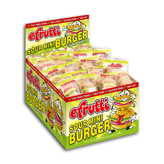 60PK GUMMI SOUR MINI BURGER CANDY DISPLAY