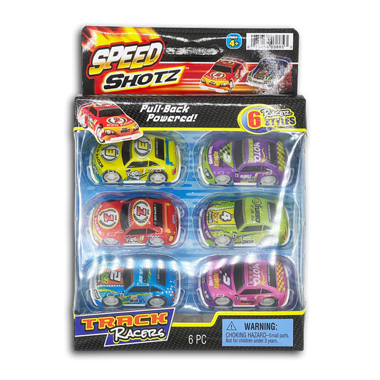 6PC SPEED SHOTZ TRACK RACERS