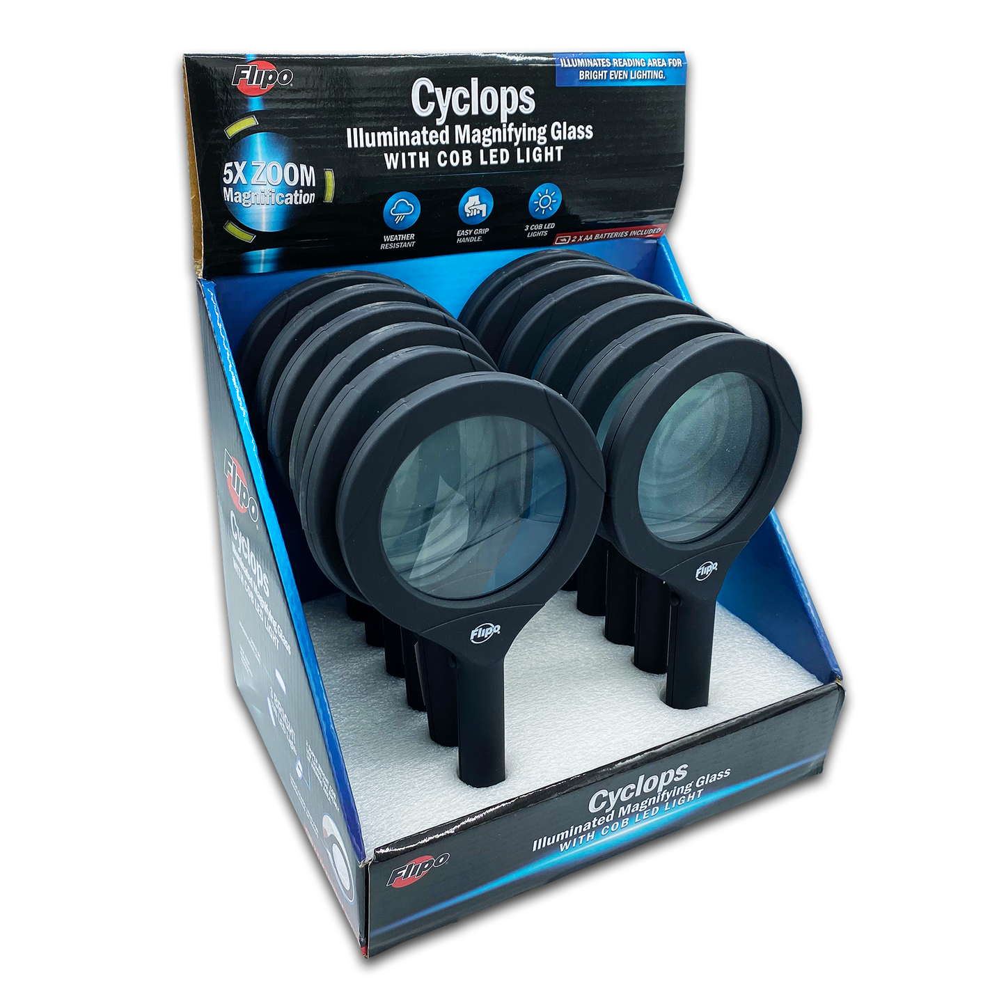12PC MAGNIFYING GLASS WITH COB LED DISPLAY