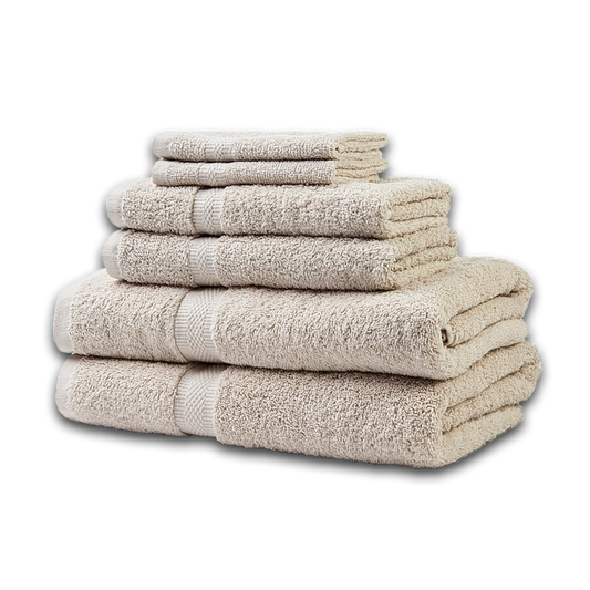 BEIGE DOBBY BOARDER TOWELS/CLOTHS
