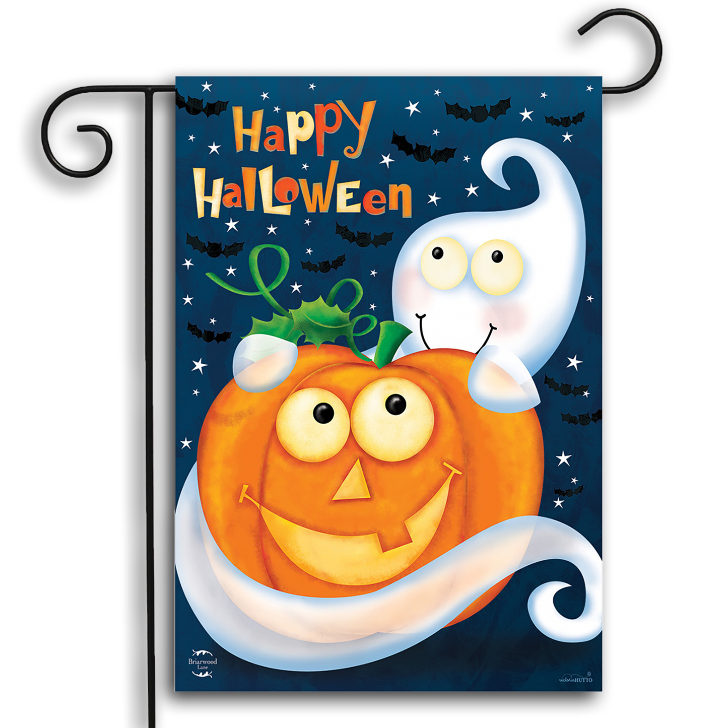 HAPPY HALLOWEEN GHOST GARDEN FLAG