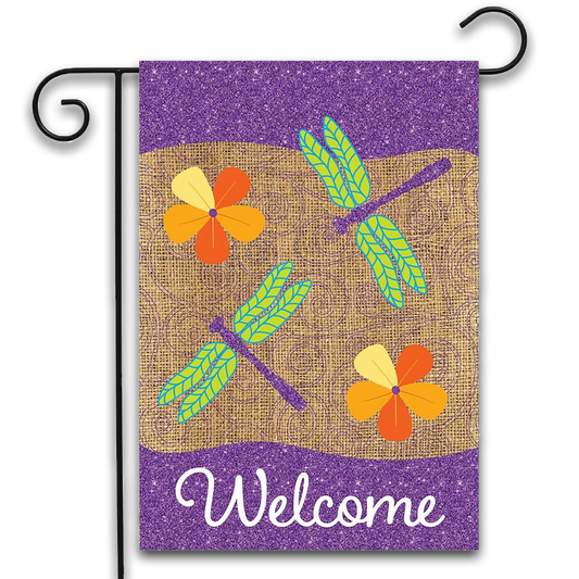 DRAGONFLIES BURLAP GARDEN FLAG