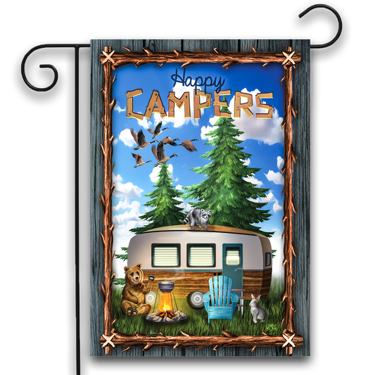 OUTDOORS CAMPER GARDEN FLAG