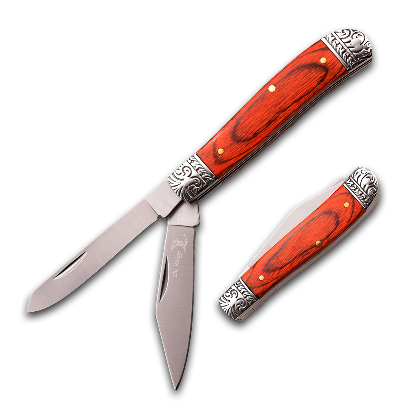 WOOD HANDLE DUAL BLADE KNIFE
